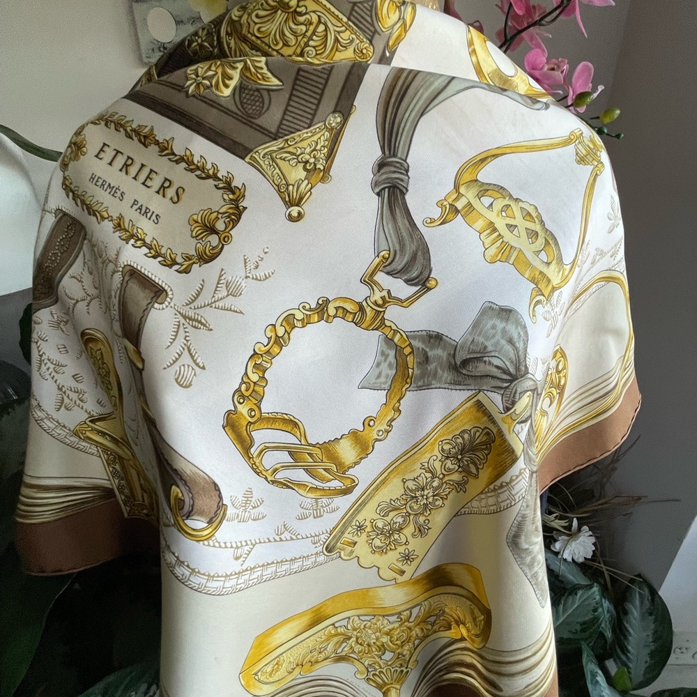 Hermès Silk Scarf Etriers By Francoise De La Perriere. - Picture 5 of 16